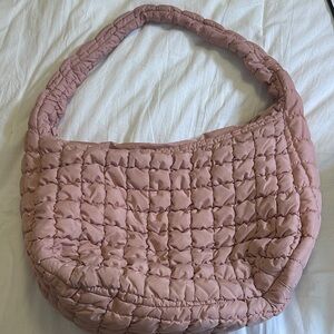 Do Everything in Love Pink Quilted Hobo Bag